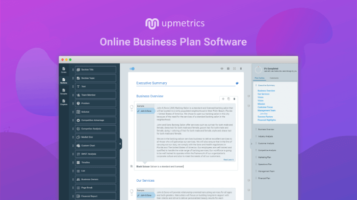 upmetrics - business plan software